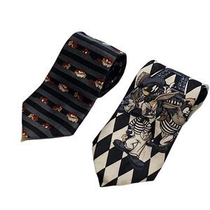 Vintage Looney Tunes Men’s Neck Tie Lot Of 2 Tasmanian Devil Bugs Bunny